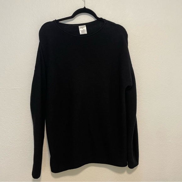 Serra woman’s ribbed black sweater top versatile Medium dolman sleeve minimal - Picture 1 of 10
